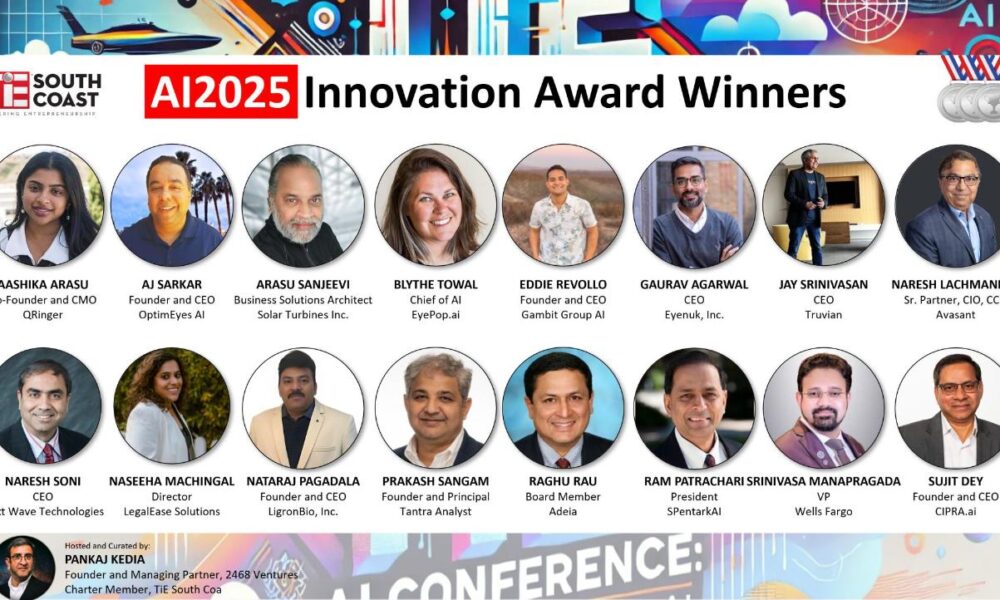 TiE South Coast announced the inaugural AI 2025 innovation awards ...